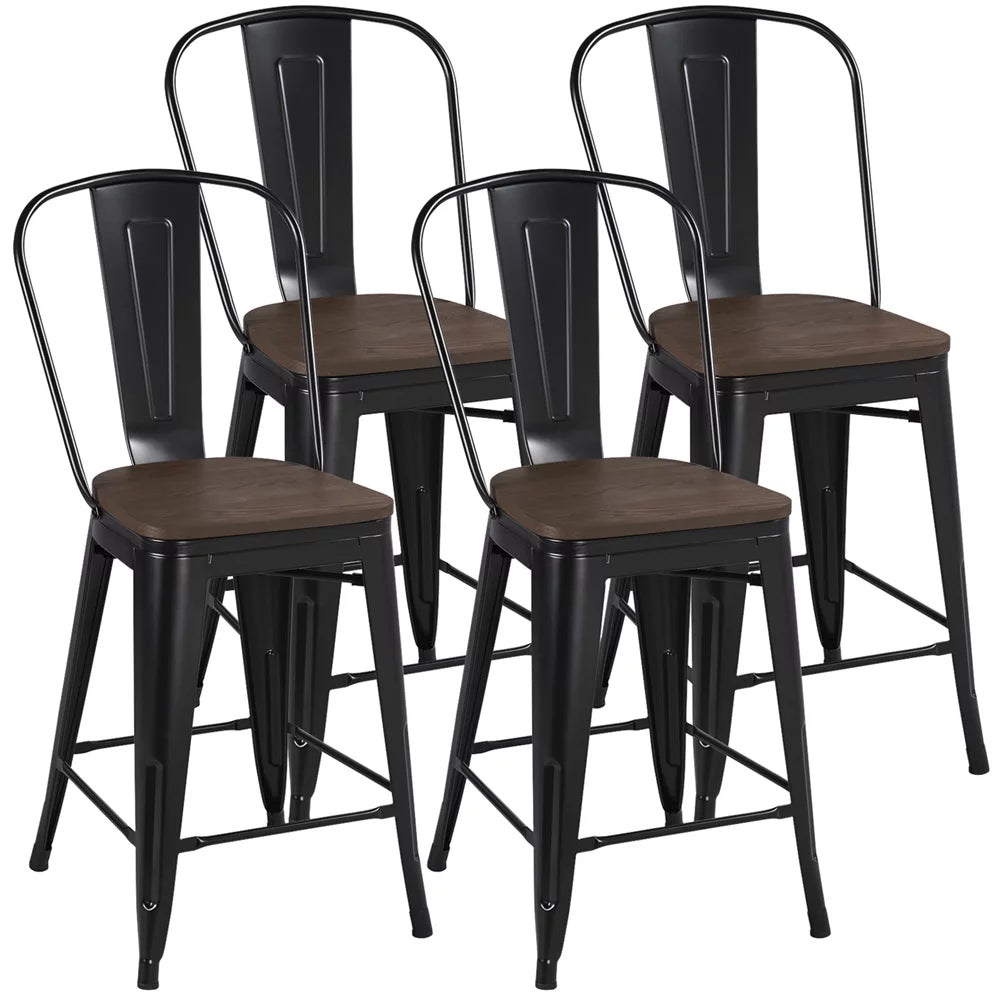 Black Metal Dining Chairs Set of 4 T3397