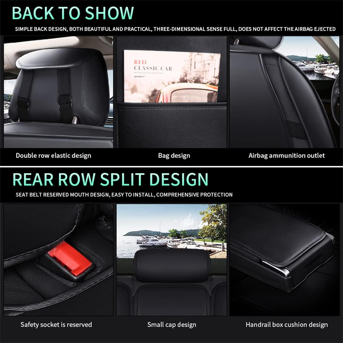 Car Seat Covers 5-Seat Black Blue X3091