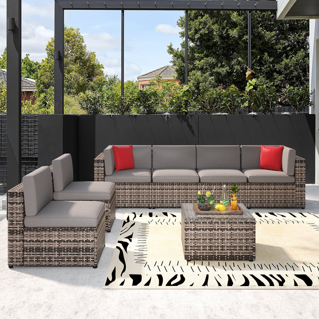 8 PCS Outdoor Patio Furniture Set with Fire Pit Table M880280