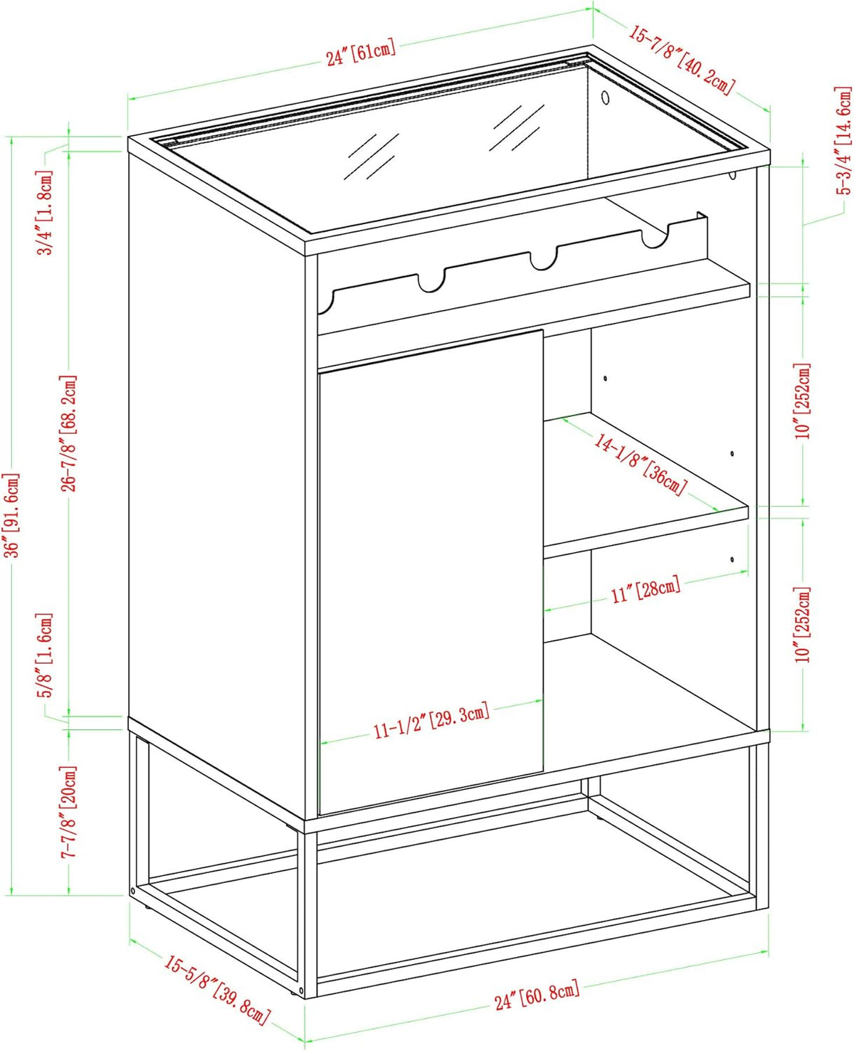 Dark Walnut 24 Inch Wood and Glass Storage Cabinet F591