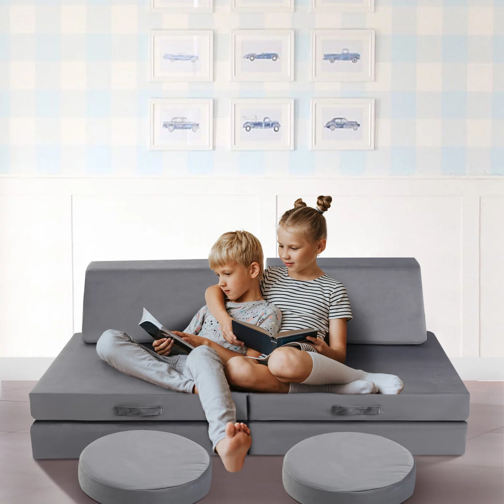 Grey 8-Piece Kids Foam Couch M586