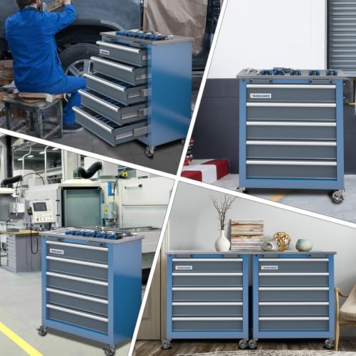 5 Drawer Rolling Tool Chest with Locking System and Stainless Top H823