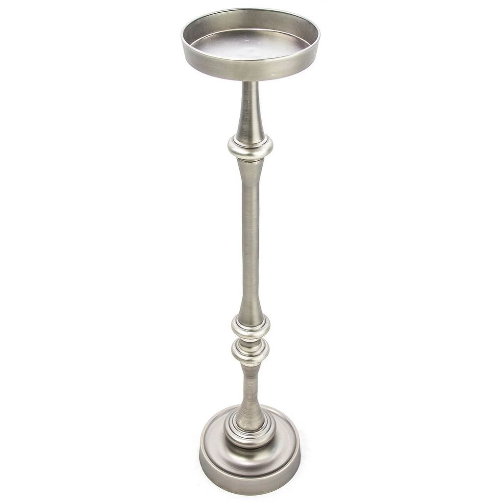 Brushed Silver Iron Metal Side Table Set of 2 U7199