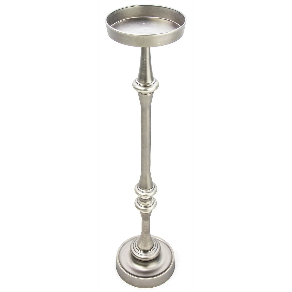 Brushed Silver Iron Metal Side Table Set of 2 U7199