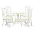 Round 5 Piece Dining Set with Wood Seats V284335