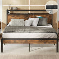 Twin Bed Frame with Storage Headboard and Charging Station F490600