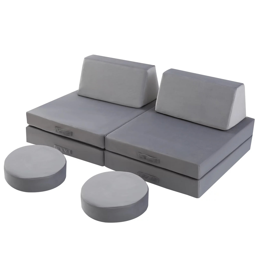 Grey 8-Piece Kids Foam Couch M586