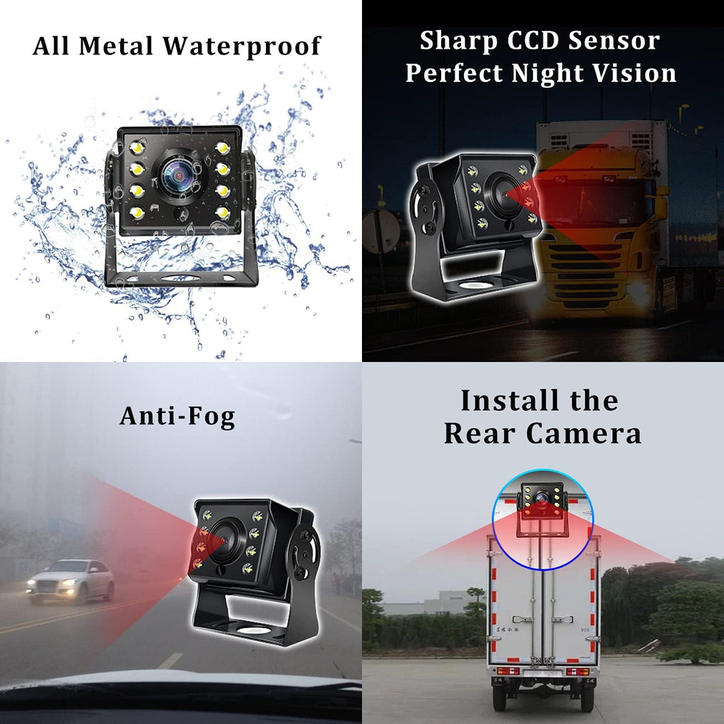 Backup Camera with Monitor Kit 8 LCD IP69 Waterproof Night Vision Y580
