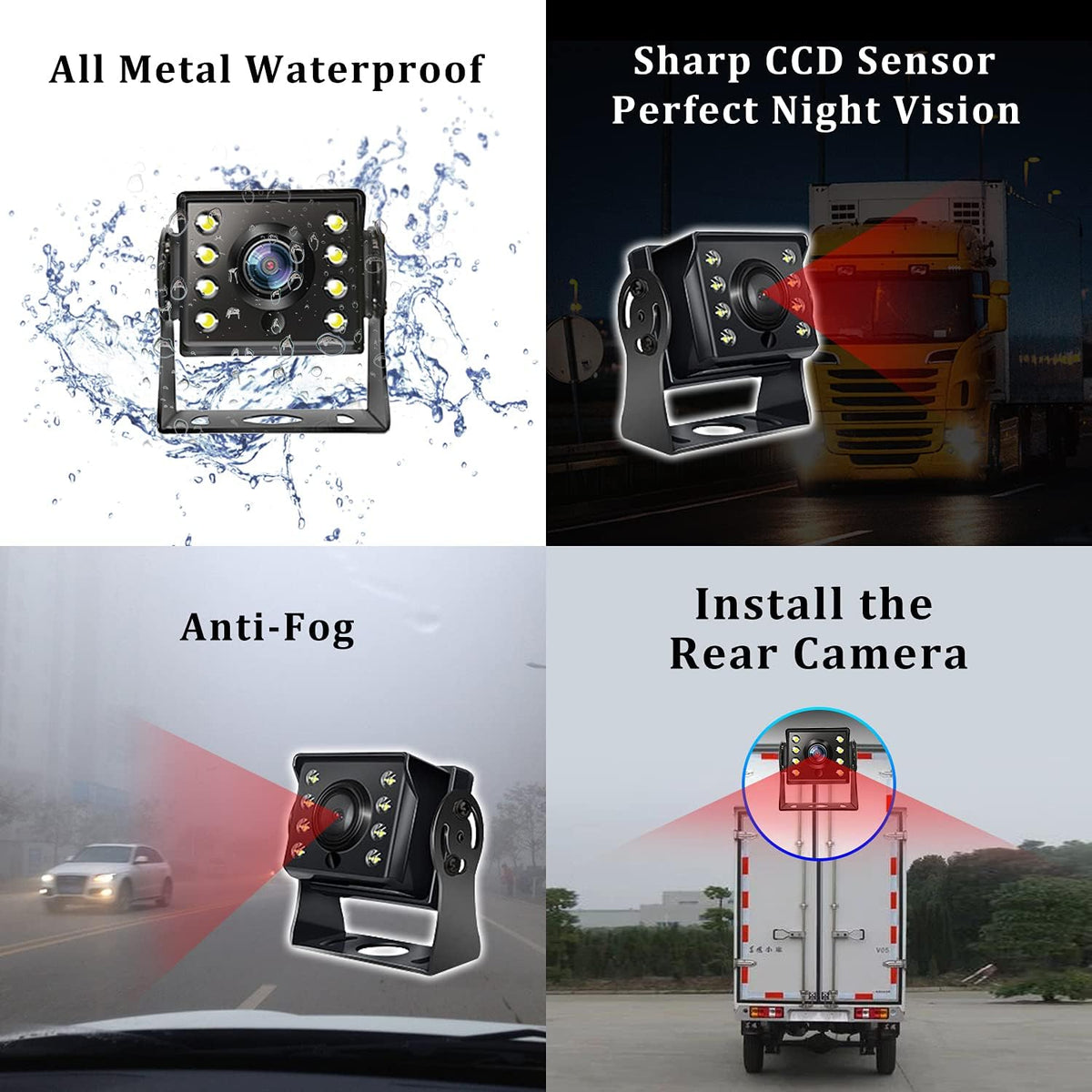 Backup Camera with Monitor Kit 8 LCD IP69 Waterproof Night Vision Y580