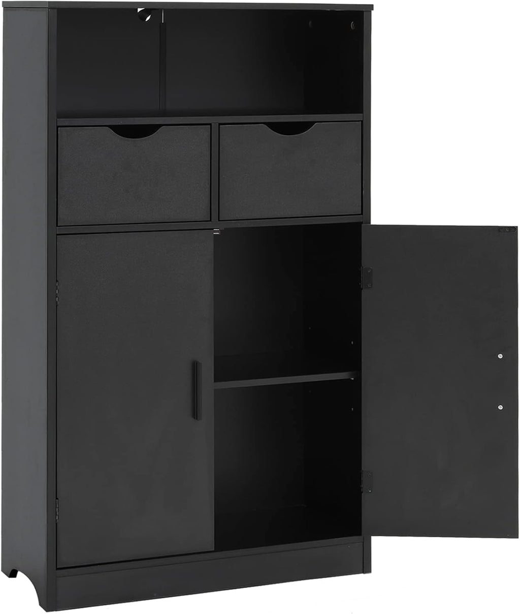 Dark Brown Storage Cabinet with 2 Drawers and 2 Shelves F38644