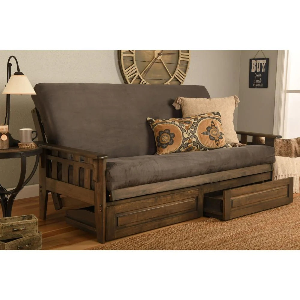 Gray Suede Fabric Mattress with Frame L58479