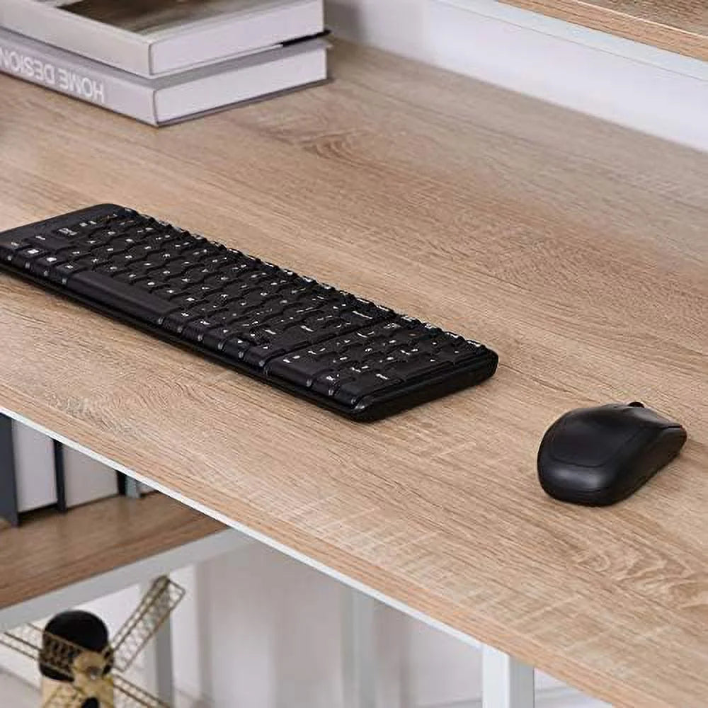 55 Inch Grey Wood Grain Computer Desk with Shelves L2433