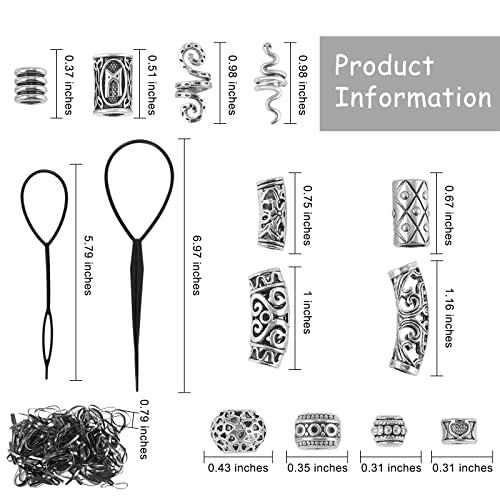 326 Pieces Viking Beard Beads Alloy Hair Tube Loose Beads A7081