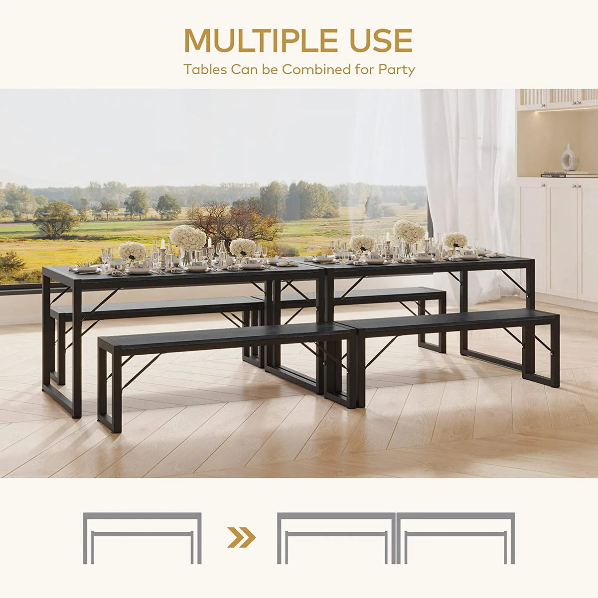 Black Modern Dining Table and Chairs for 4 D28891