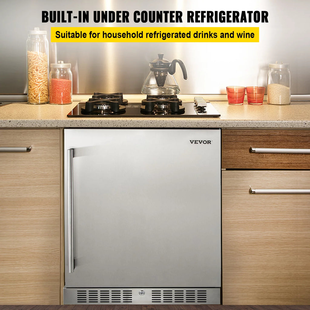 24'' Built-in Beverage Cooler 5.5 cu.ft. Reversible Door 142 Can Black & Silver U2555