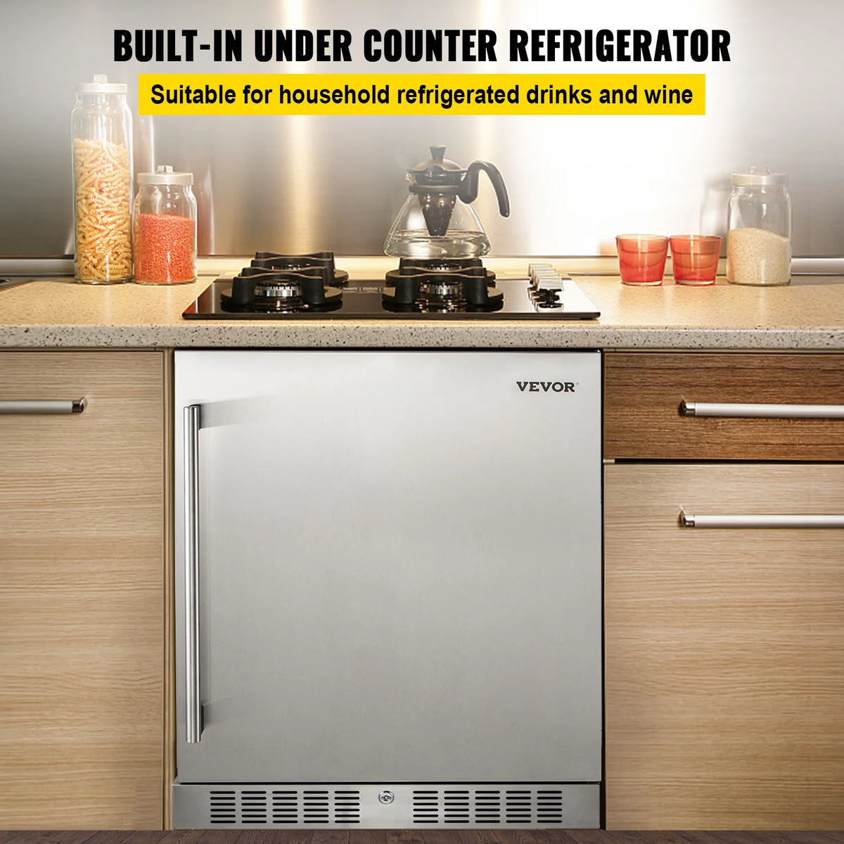 24'' Built-in Beverage Cooler 5.5 cu.ft. Reversible Door 142 Can Black & Silver U2555