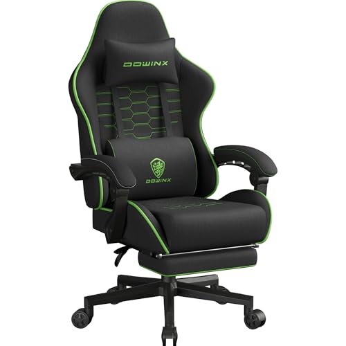 Black Green Fabric Gaming Chair with Footrest N347723