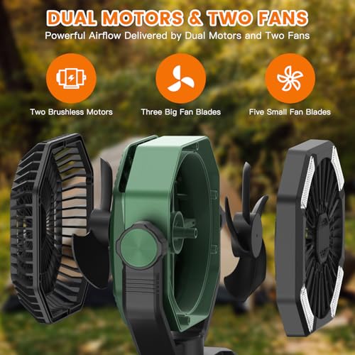 Portable Rechargeable Camping Fan with LED Lantern Z7915