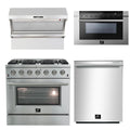 36 Inch Gas Range, Wall Mount Range Hood, Microwave Drawer, Dishwasher U2312