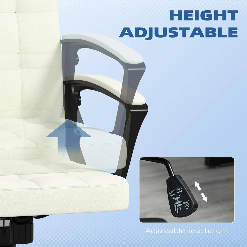 Cream White Fabric Office Chair with Arms F77256