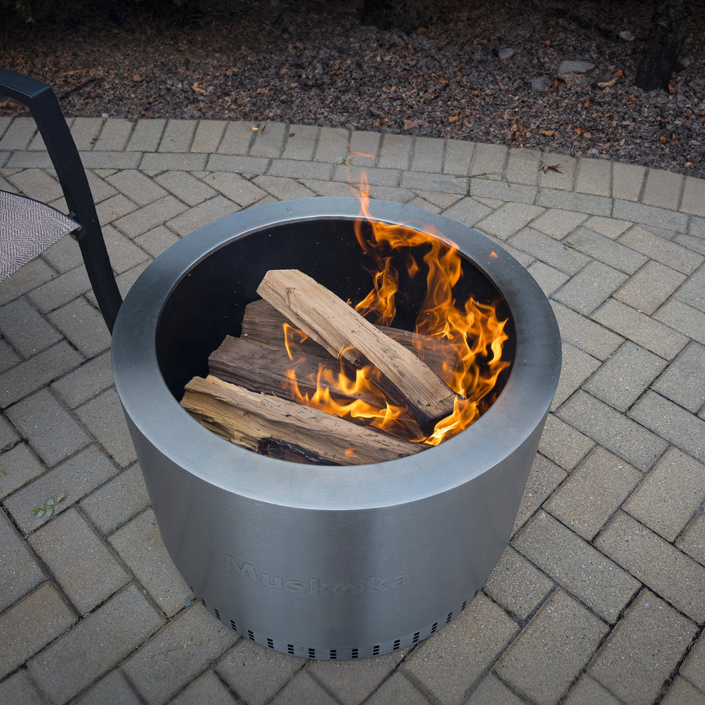 25 Stainless Steel Smokeless Wood Burning Fire Pit with Cover X504347