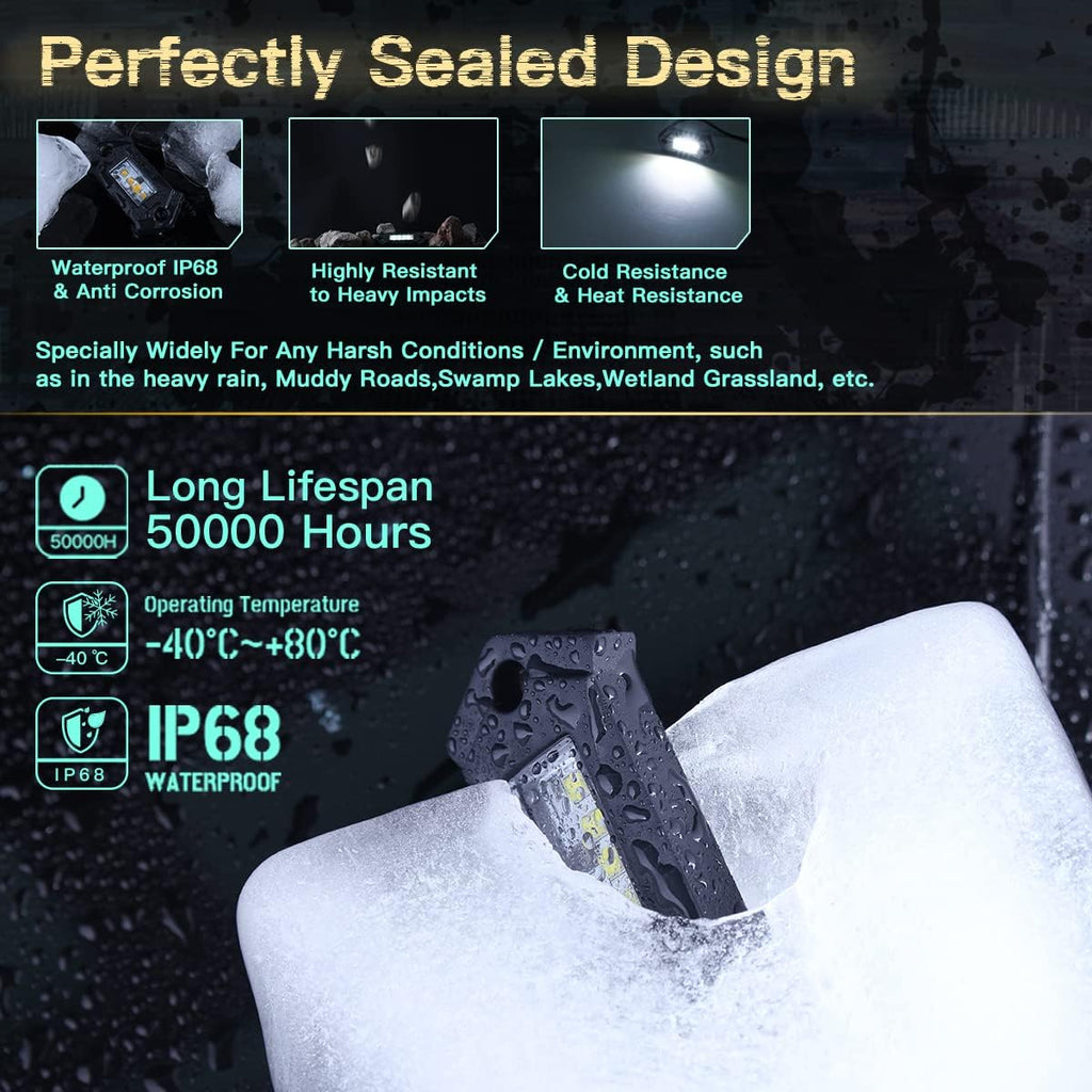 White 16Pods LED Rock Lights IP68 Waterproof E738