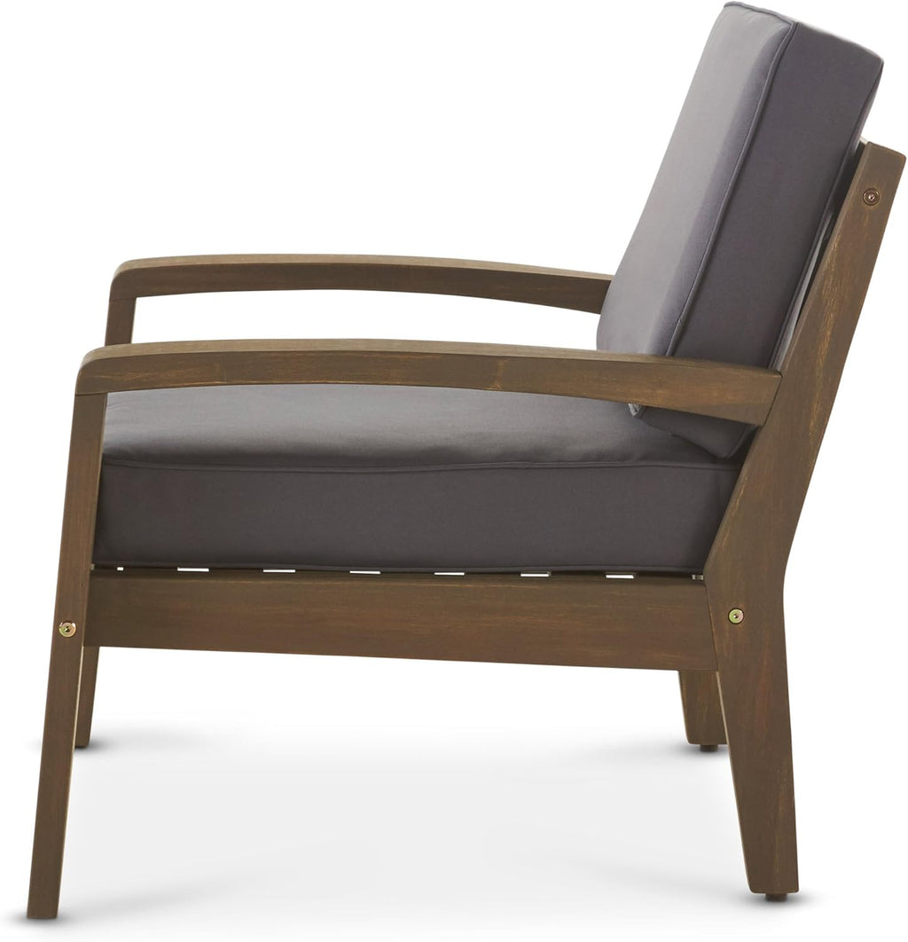 Acacia Wood Club Chairs, Gray, 2-Pcs Set H881