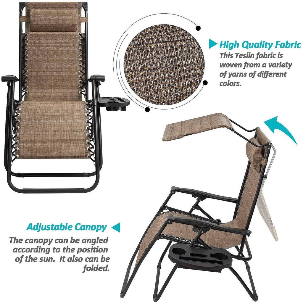 Zero Gravity Chair with Canopy and Cup Holder S782