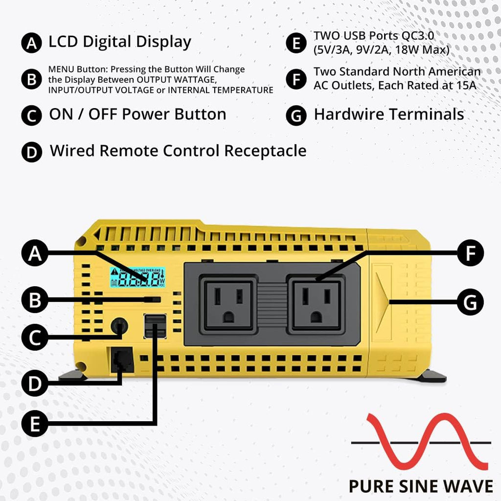 2000 Watt 12V Pure Sine Power Inverter A580669