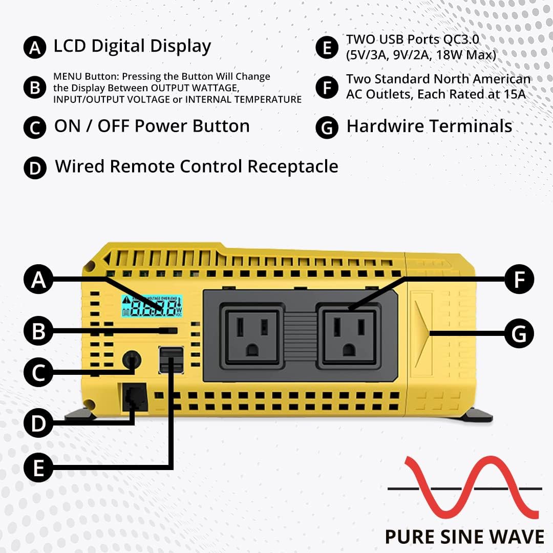 2000 Watt 12V Pure Sine Power Inverter A580669