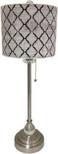 Crystal and Brushed Nickel Buffet Lamp with Textured Lamp Shade Z30195
