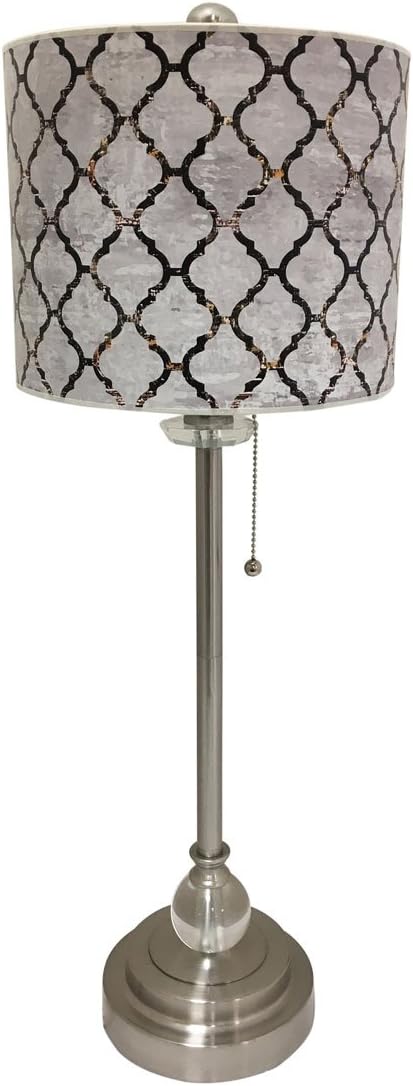 Crystal and Brushed Nickel Buffet Lamp with Textured Lamp Shade Z30195