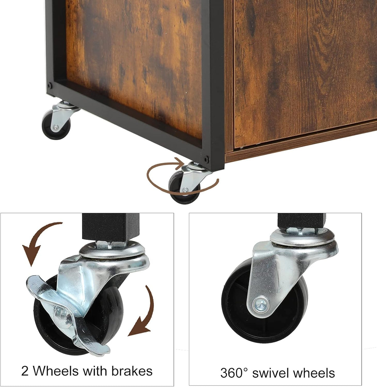 Rolling Kitchen Island Cart with Drawer, Cabinet and Open Shelf O35370