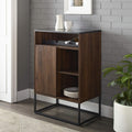 Dark Walnut 24 Inch Wood and Glass Storage Cabinet F591