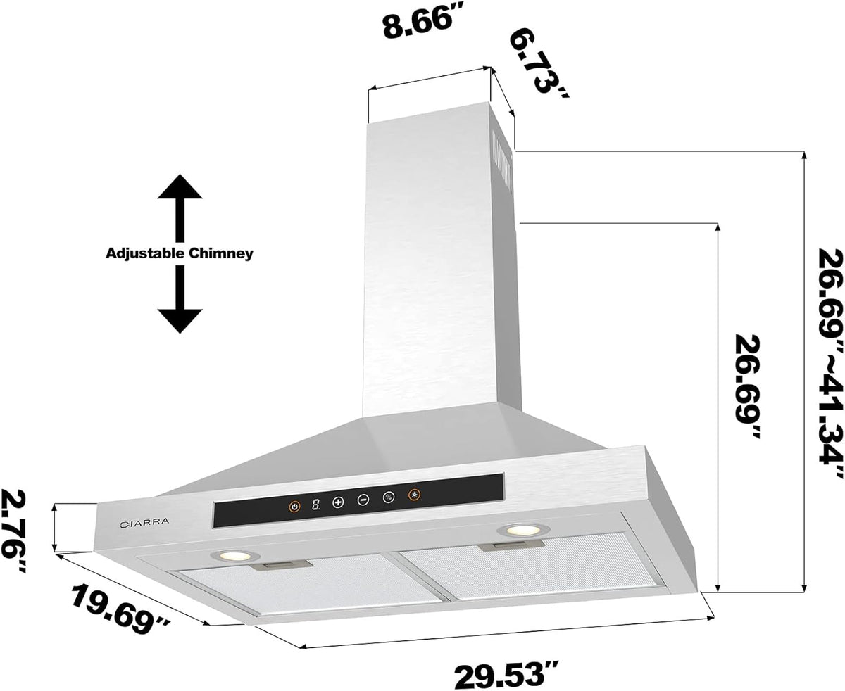 30 inch Stainless Steel Smart Range Hood V5879