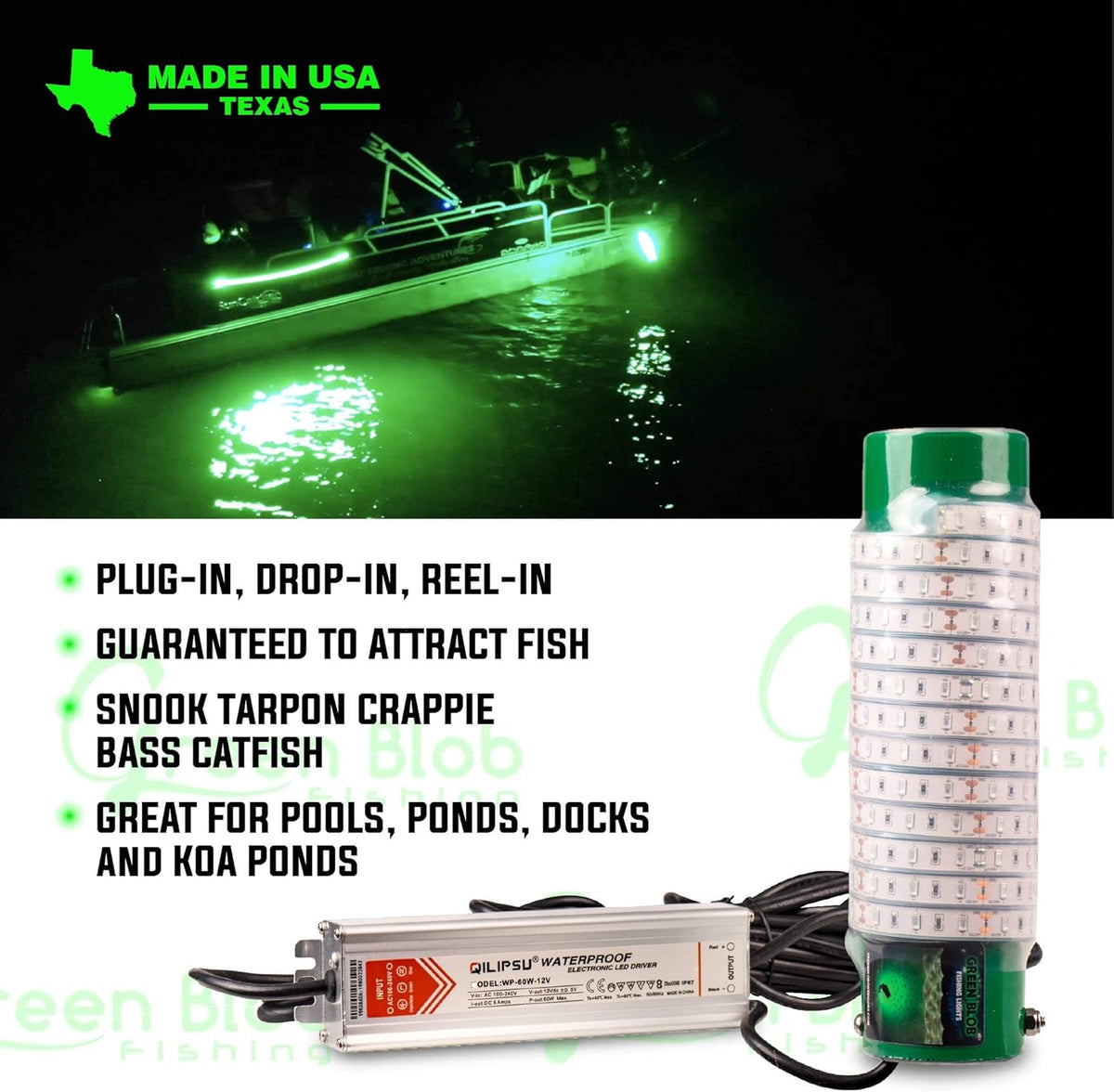 Blue Underwater Fishing Lights 7500 Lumen 30ft Cord LED L263