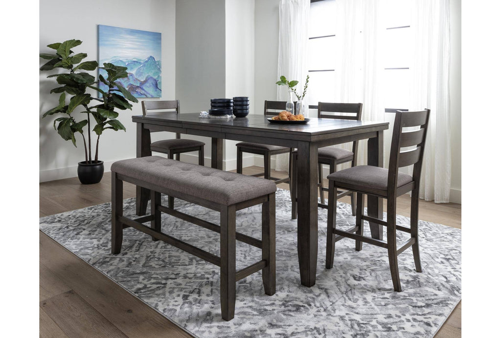 6 Piece Grey Wood Counter Height Dining Table Set N31194