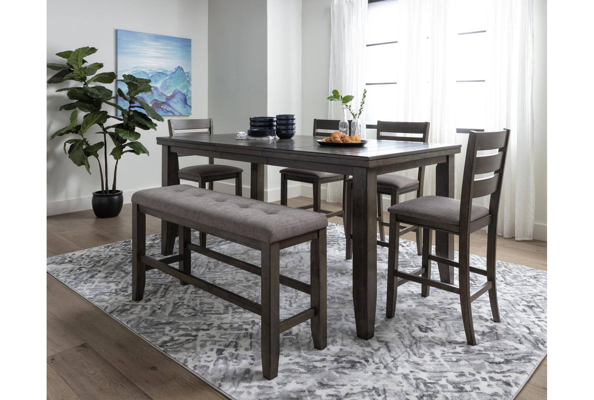 6 Piece Grey Wood Counter Height Dining Table Set N31194