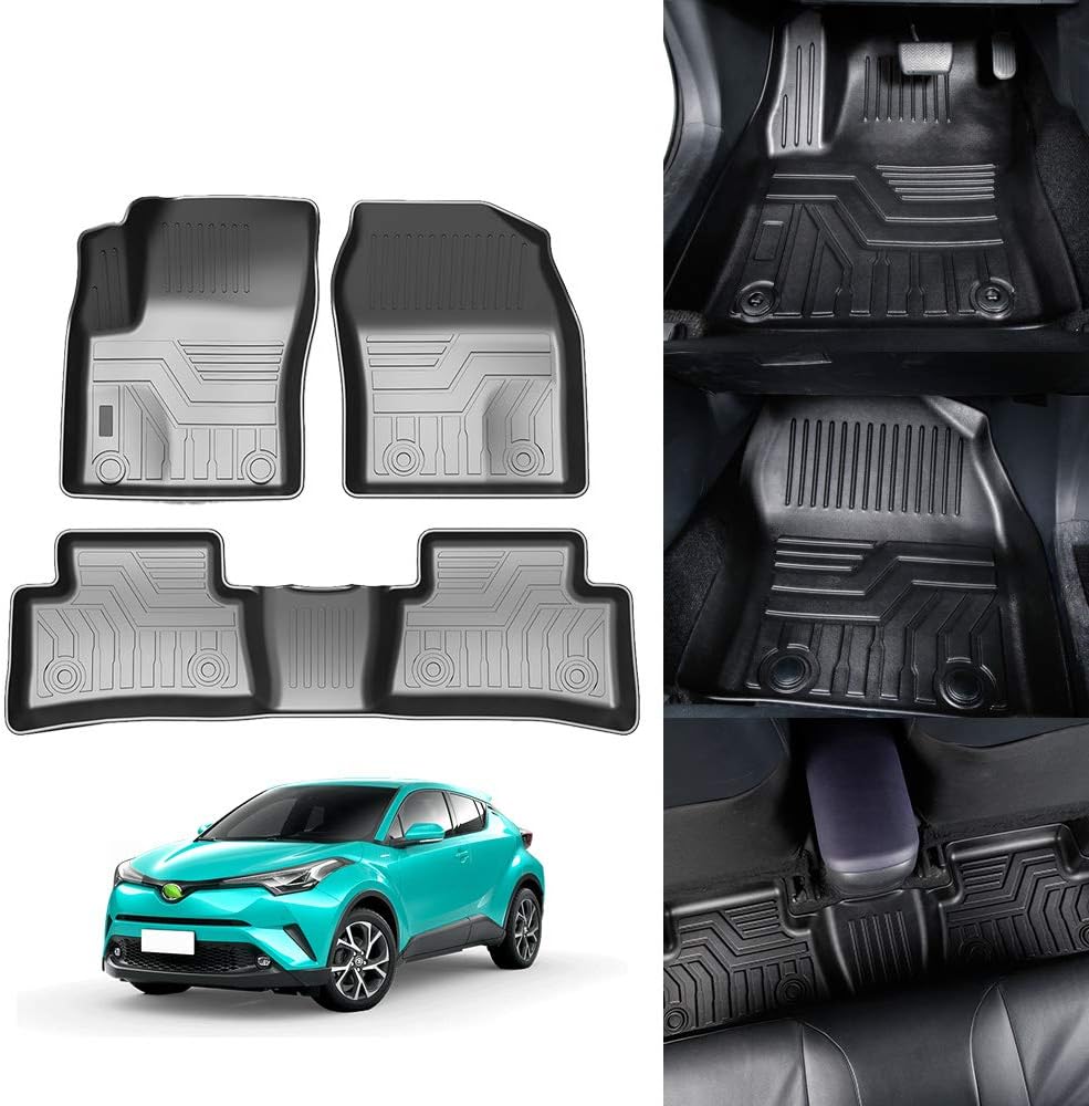 3D TPE All Weather Floor Mats 2 Row Black Liner Set U8220