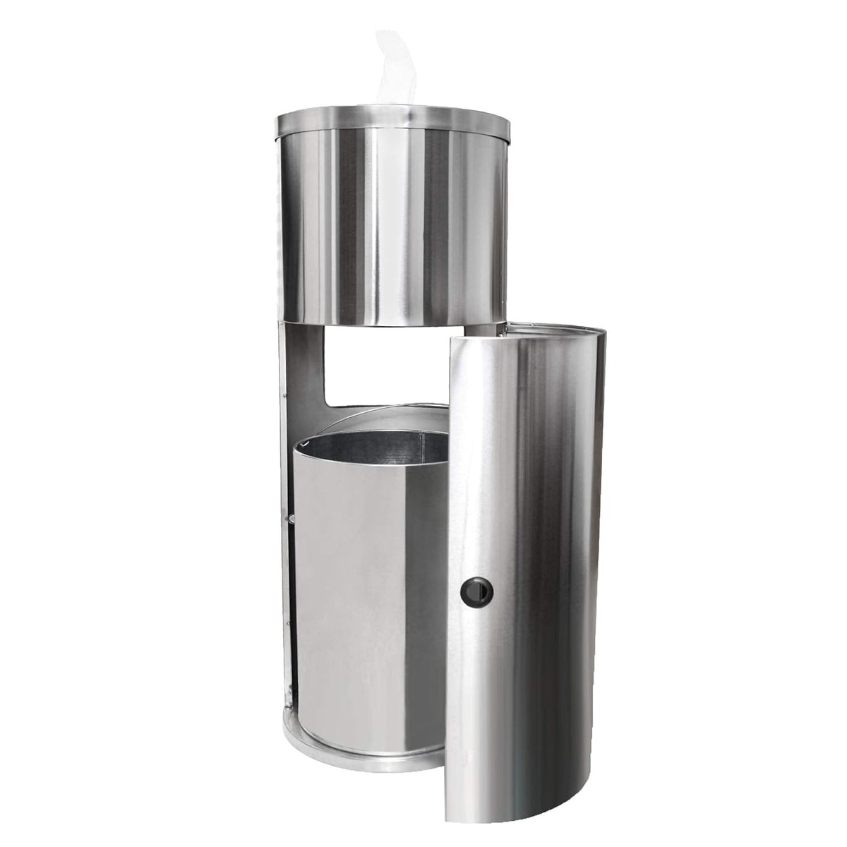 Stainless Steel Floor Stand Wipe Dispenser with Built-in Trash Can N399