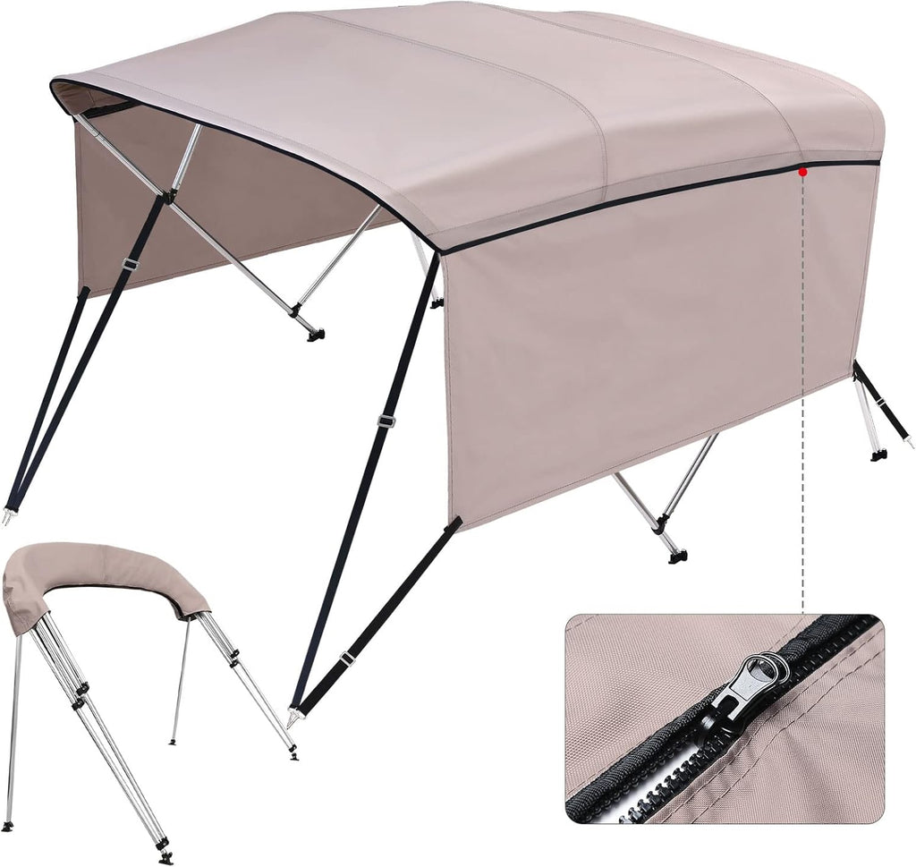 3 / 4 Bow Bimini Top Cover with Sidewalls Boat Canopy with 1 Inch Aluminum Frame G661734