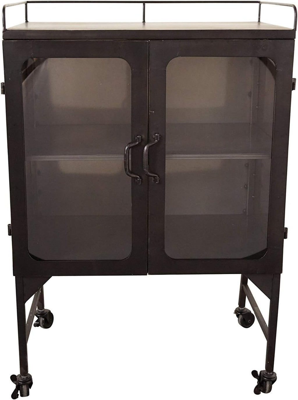 Metal Cabinet with Caster Wheels & Glass Doors Q6730