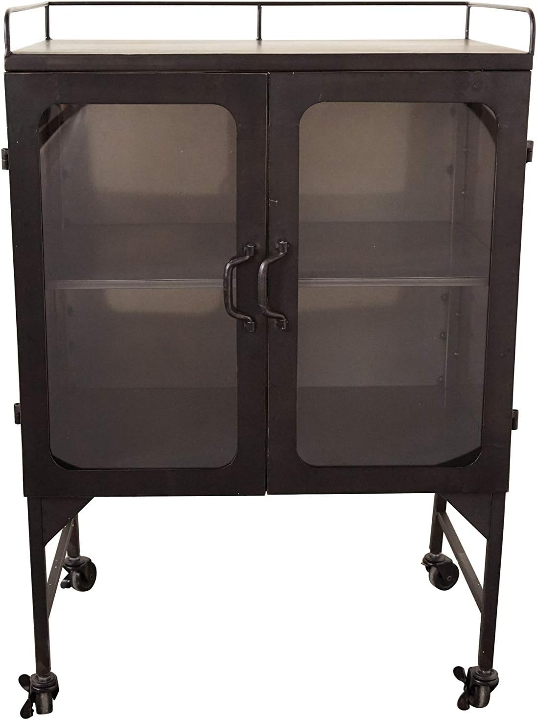 Metal Cabinet with Caster Wheels & Glass Doors Q6730