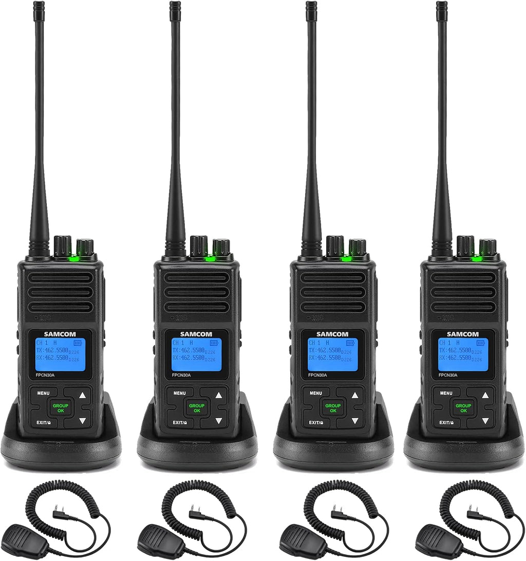 5 Watts UHF Rechargeable Two Way Radios 4 Pcs with Shoulder Mic X30129