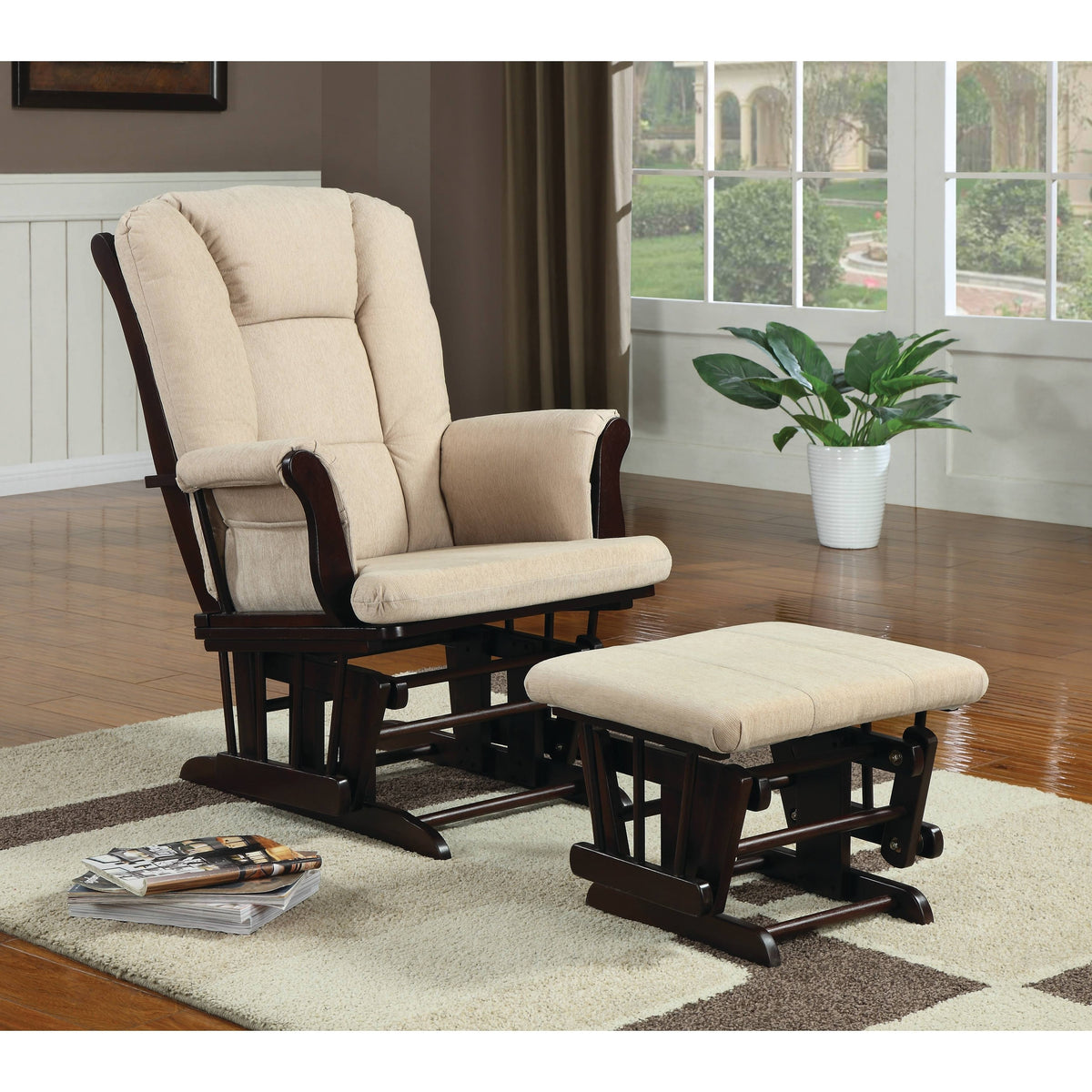 Beige Glider with Ottoman Z402