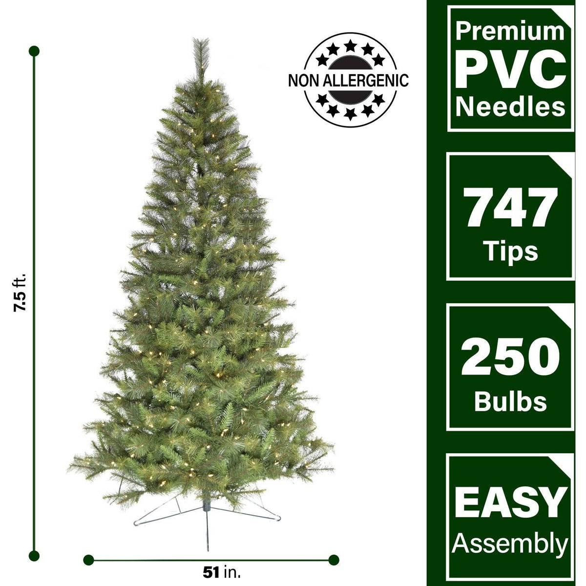90 inch Half Tree with Warm White LED H675906
