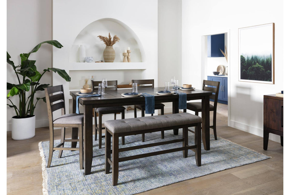 6 Piece Grey Wood Counter Height Dining Table Set N31194