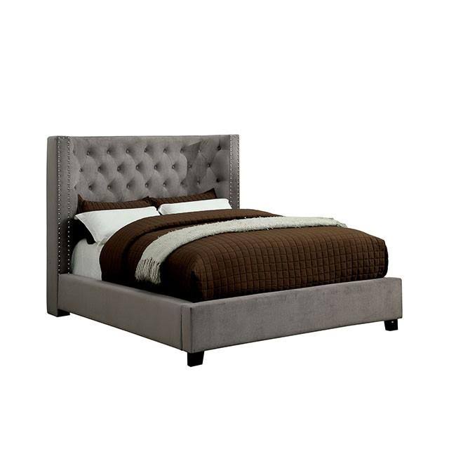 Gray Transitional Queen Bed W87969