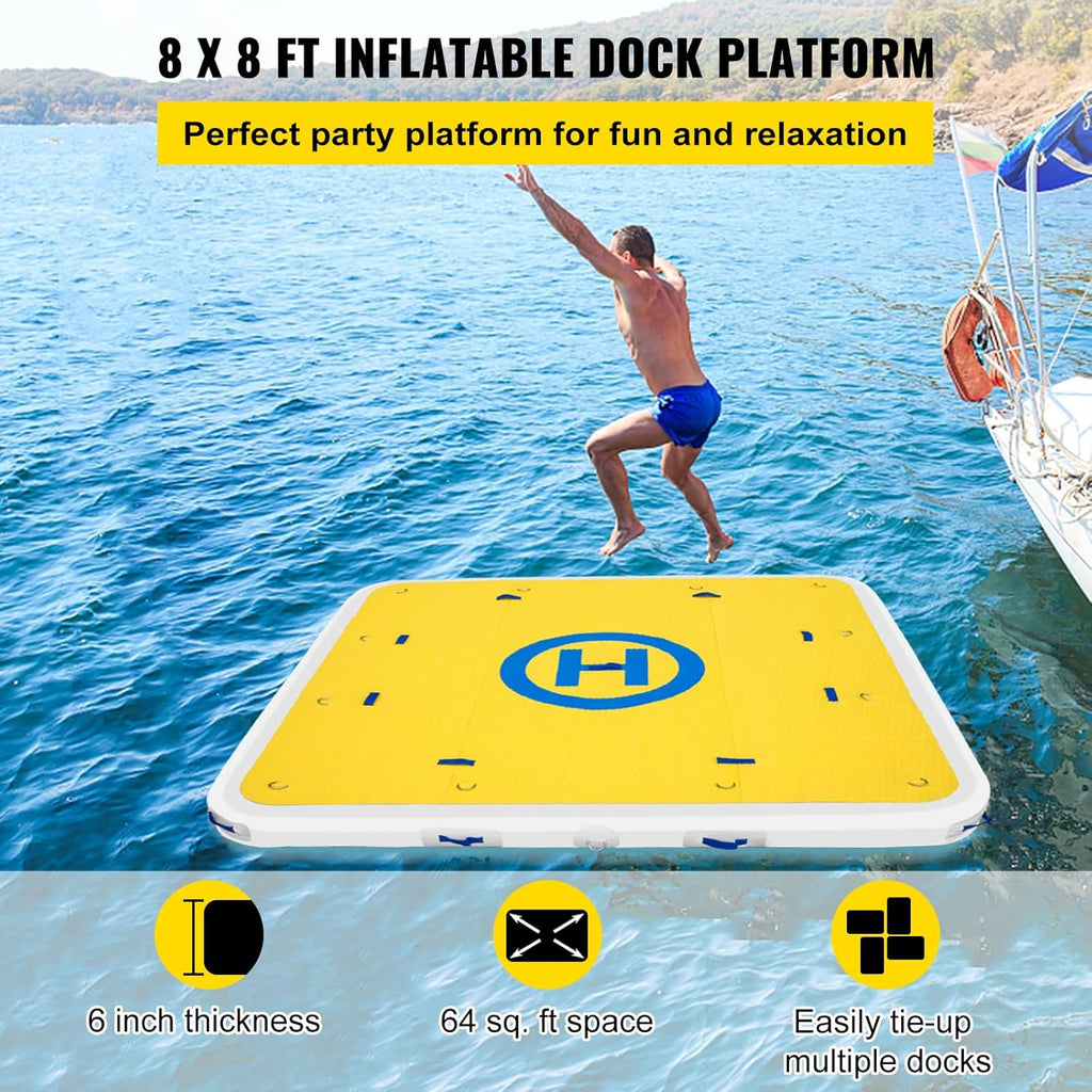 8 x 8 ft Inflatable Dock Floating Platform H163