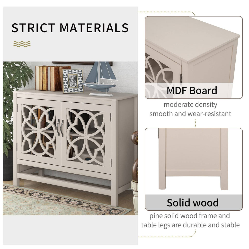 Grey Wood Buffet Sideboard Cabinet with Doors and Adjustable Shelf T876759